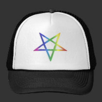 Inverted rainbow pentagram hat hats
