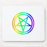 Inverted Rainbow Pentagram Mouse Pad
