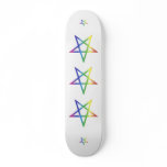 Inverted rainbow pentagram skateboard