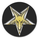 Inverted Silver Pentagram with Golden Goat head stickers
