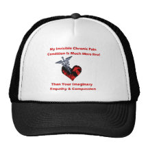 Invisible Chronic Pain Red Heart of Flames Trucker Hat
