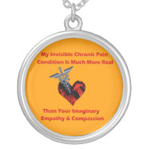 Invisible Chronic Pain Red Heart of Flames Necklac Pendant
