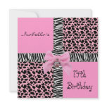 Invitation 14th Teen Birthday Wild Pink Cow Animal
