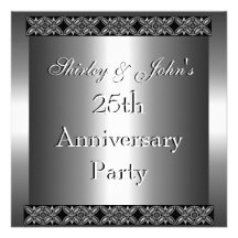 Invitation 25th Wedding Anniversary Party Silver