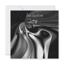 Invitation Abstract Art Silver Melting Moment