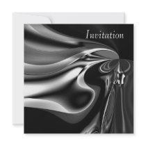 Invitation Abstract Art Silver Melting Moment