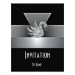 Invitation All Occasion Black Silver Swan Art Deco