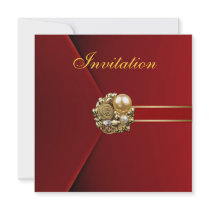 Invitation All Occasions Rich Red Velvet Gold