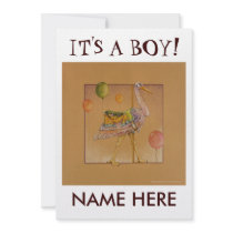 Invitation - Announcement Cards - Carousel Stork