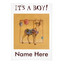 Invitation - Announcement - Carousel Reindeer or E