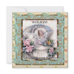 Invitation Baby Christening Baptism Teal Vintage