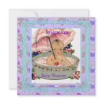 Invitation Baby Shower Pink Blue Mauve Vintage
