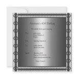 Invitation Birthday Silver Abstract Pipes