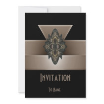 Invitation Black Gold Biege Art Deco 5" x 7"