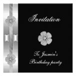 Invitation Black Silver Diamond flower Jewel