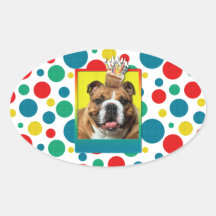 Invitation Cupcake - Bulldog - Dark Oval Stickers