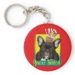 Invitation Cupcake - French Bulldog - Teal keychains