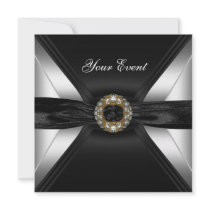 Invitation Diamond Jewel Black White Silver