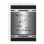Invitation Elegant Silver Black 50th Birthday