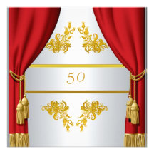 Invitation Gold Silver Red curtain Birthday Annive