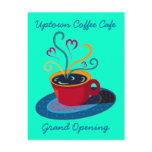 INVITATION GRAND OPENING COFFEE SHOP CAFE POSTCARD