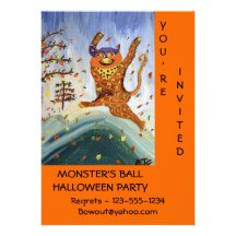 Invitation, Halloween, Cat Art