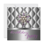 Invitation Silver Mauve Purple Crystal Jewel
