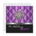 Invitation Silver Mauve Purple Crystal Jewel Black