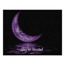 INVITATIONS -Reflection Crescent Moon Lake Purple