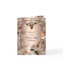 Invite 50th Birthday Party Beige Gold Rose Cream Greeting Cards