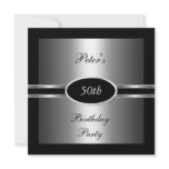 Invite 50th Birthday Party Black  Silver invitations