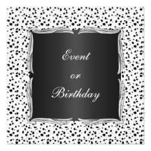 Invite Event White Black Spots with Silver Trim