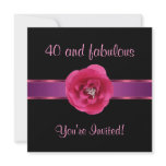 Invite Party Black Pink Flower Fabulous 40th invitations
