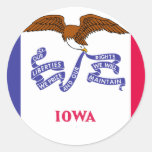 Iowa Flag Round Stickers