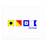 Iowa spelled in nautical flag alphabet postcard