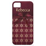 iphone5 Ornate Burgundy Gold Pattern Ribbon Bow