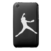 iPhone 3 Fastpitch Silhouette White on Black iPhone 3 Case