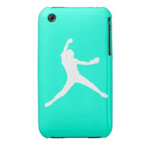 iPhone 3 Fastpitch Silhouette White on Turquoise iPhone 3 Case-Mate Case