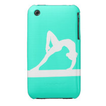 iPhone 3 Gymnast Silhouette White on Turquoise