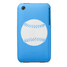 iPhone 3 Softball Silhouette White on Blue iPhone 3 Covers