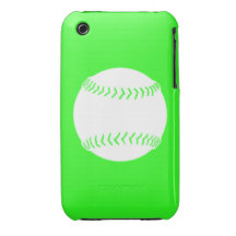 iPhone 3 Softball Silhouette White on Green iPhone 3 Case-Mate Case