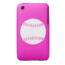 iPhone 3 Softball Silhouette White on Pink iPhone 3 Case