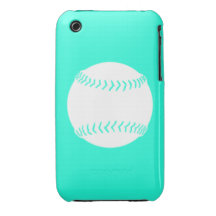 iPhone 3 Softball Silhouette White on Turquoise iPhone 3 Case-Mate Case