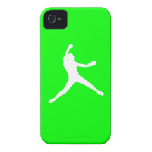 iPhone 4 Fastpitch Silhouette White on Green iPhone 4 Cases