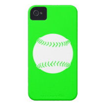 iPhone 4 Softball Silhouette White on Green iPhone 4 Case-Mate Cases
