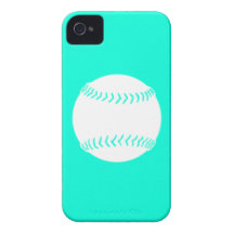 iPhone 4 Softball Silhouette White on Turquoise iPhone 4 Covers