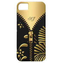 iPhone 5 Case-Mate Gold Damask Black Zipper