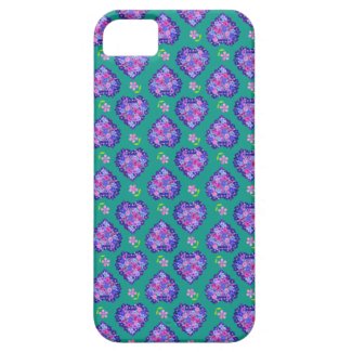 iPhone 5 Case, pretty Hearts and Flowers on Green
