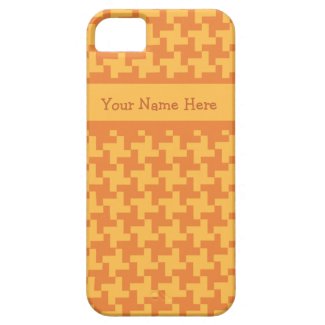 iPhone 5 Custom Case, Orange Dogstooth Check