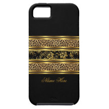 iPhone 5 Elegant Classy Gold Black Leopard Floral iPhone 5 Case